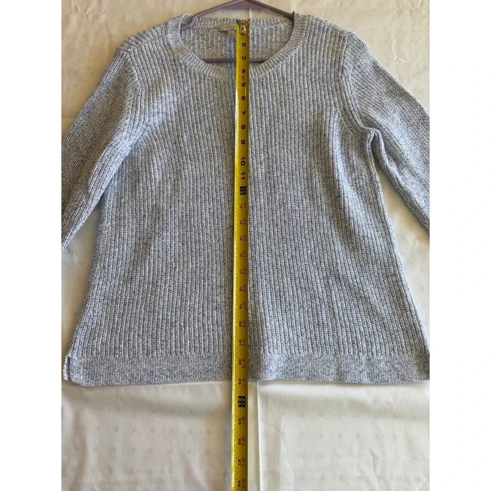 Talbots‎ Womens Blue White Marled Ribbed Knit Crew Neck Pullover Sweater Size M